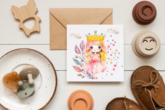 Chibi girl cute princess in crown