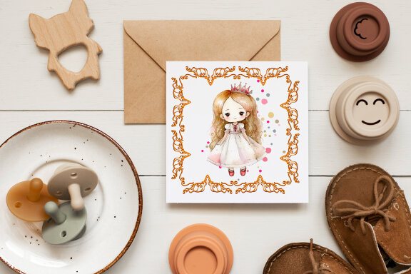 Two cute little chibi princesses in a crown