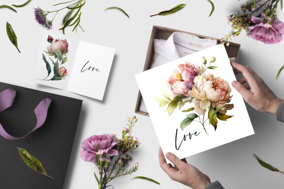 Watercolor Peony flower Clipart Bundle