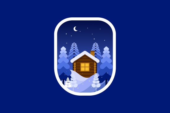 Cabin on night in the wood