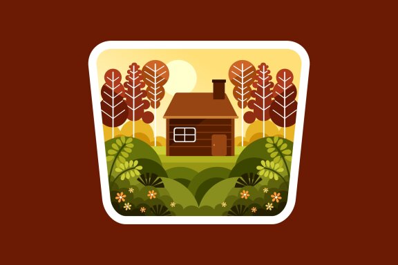 Cabins in the woods FREE vector