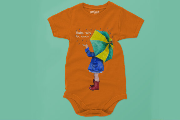 Watercolor Childish PNG Sublimation "Rain, rain, go away"