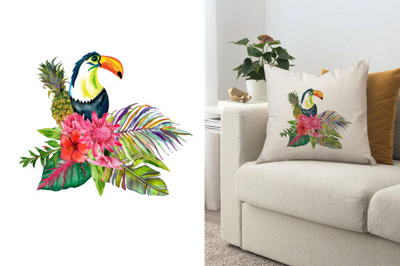 Watercolor Tropical Bouquets, flowers clipart