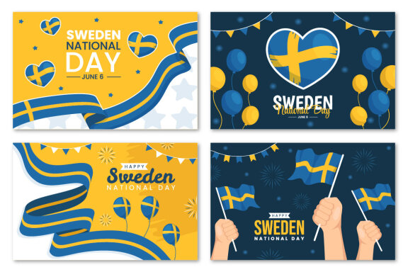 14 Sweden National Day Vector Illustration