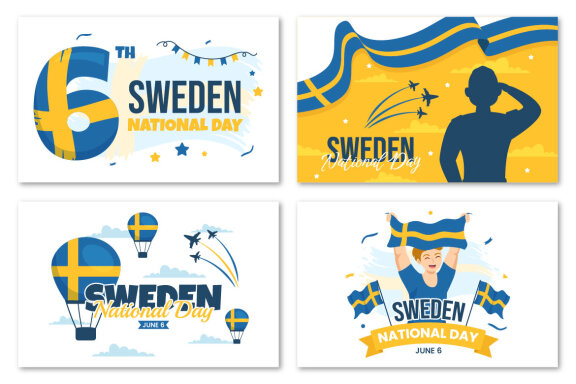 14 Sweden National Day Vector Illustration