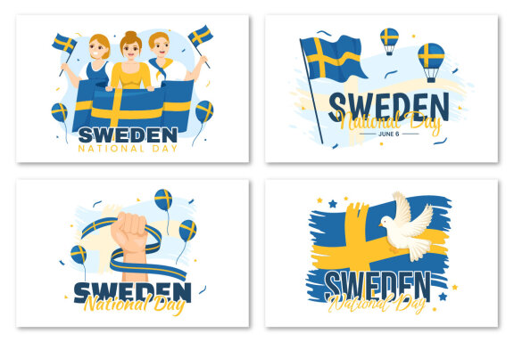 14 Sweden National Day Vector Illustration