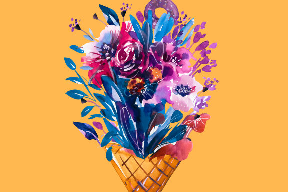 Summer Flowers in an Ice Cream cone
