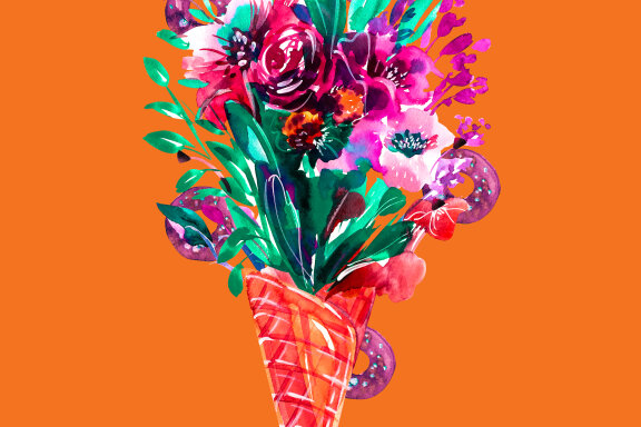 Summer Flowers in an Ice Cream cone