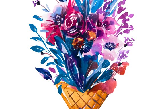 Summer Flowers in an Ice Cream cone