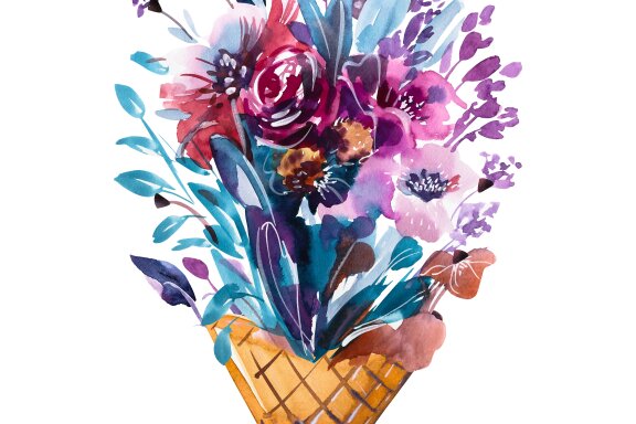 Summer Flowers in an Ice Cream cone