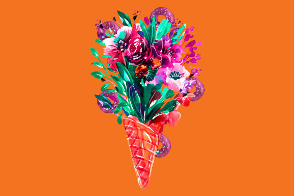 Summer Flowers in an Ice Cream cone