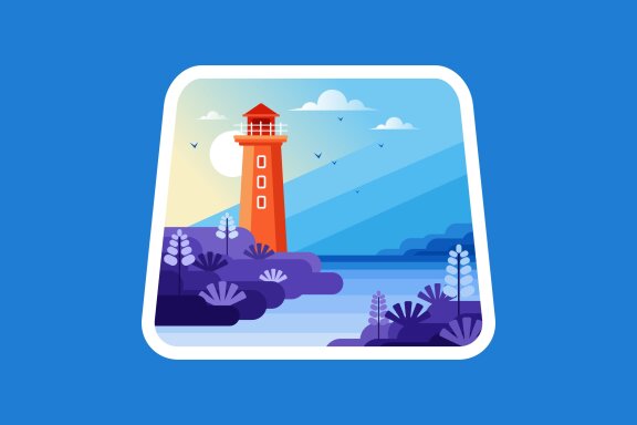 Sea landscape with lighthouse