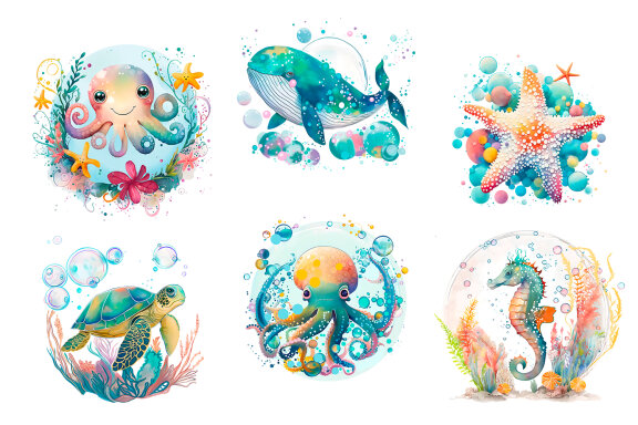 Underwater world,  sea clipart, summer clipart, part 3