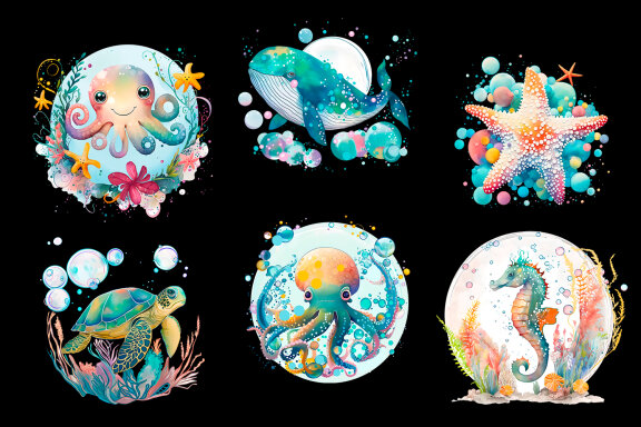 Underwater world,  sea clipart, summer clipart, part 3