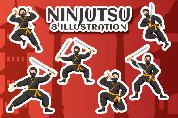 8 Ninjutsu Ninja Shinobi Illustration