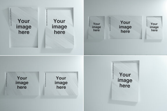 Inclined Louver Wall Poster Mockups
