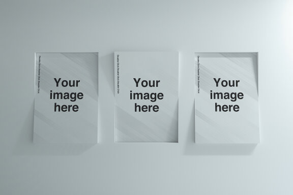 Inclined Louver Wall Poster Mockups