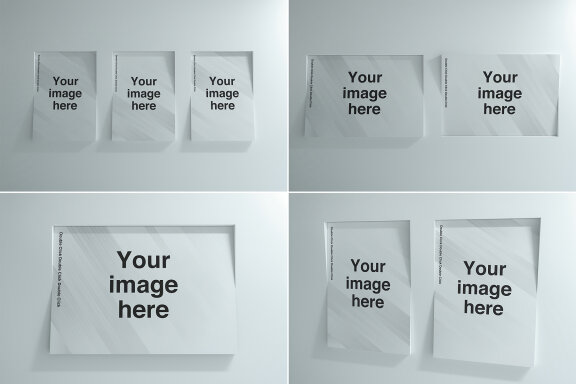 Inclined Louver Wall Poster Mockups