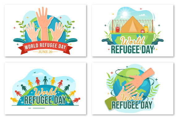 12 World Refugee Day Vector Illustration