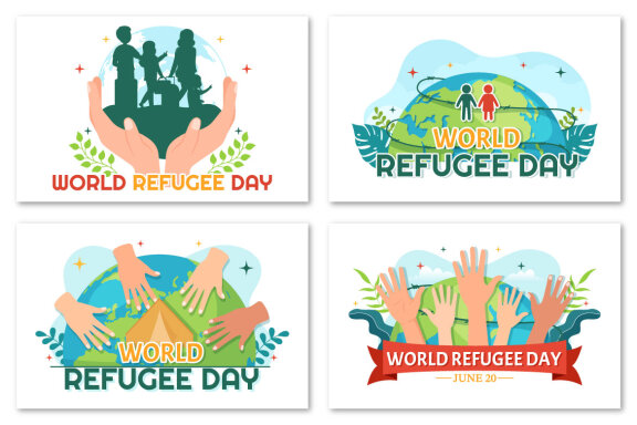 12 World Refugee Day Vector Illustration