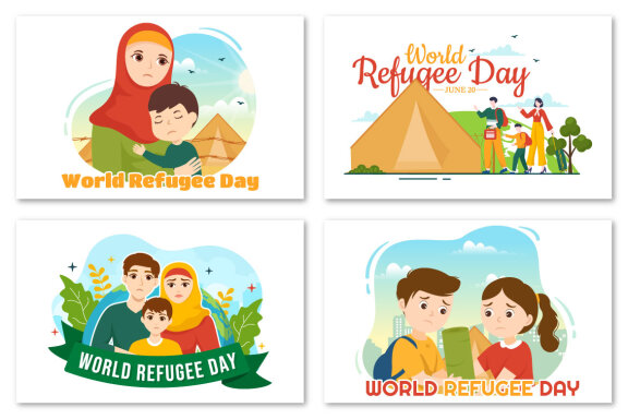 12 World Refugee Day Vector Illustration