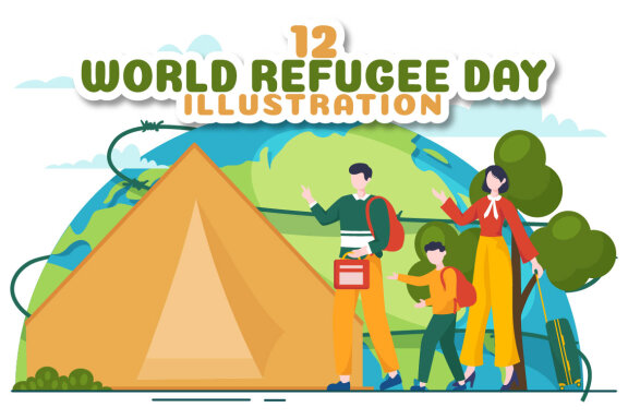 12 World Refugee Day Vector Illustration
