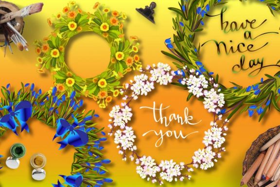Spring Floral Wreaths & Patterns Set