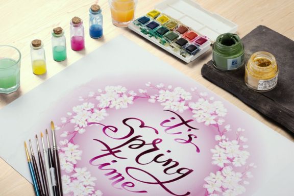Spring Floral Wreaths & Patterns Set