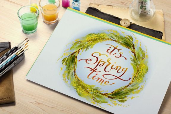 Spring Floral Wreaths & Patterns Set