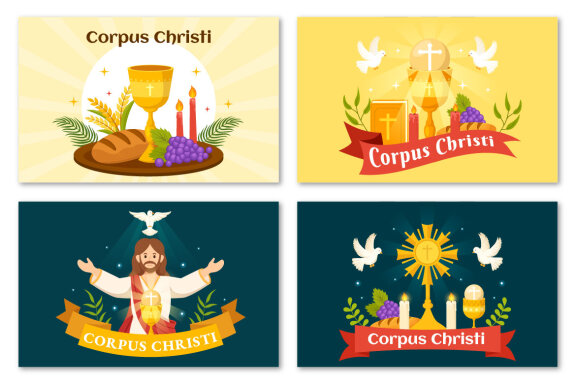 12 Corpus Christi Catholic Religious Illustration