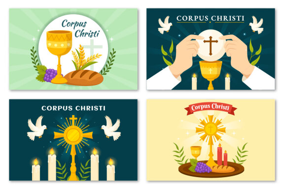 12 Corpus Christi Catholic Religious Illustration