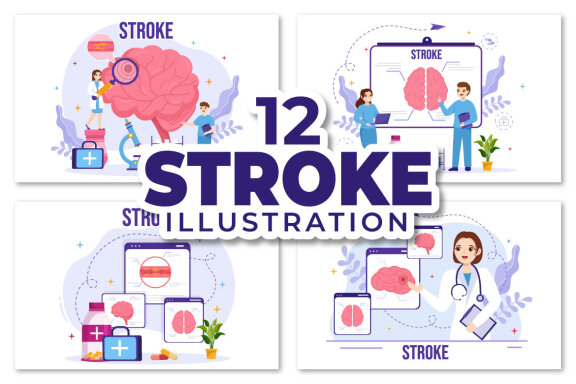 12 Human Brain Stroke Illustration