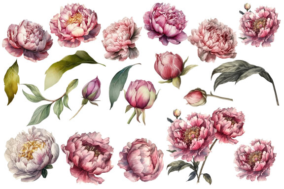 Peony Botanical Floral Collection