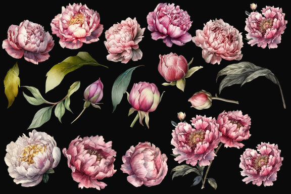 Peony Botanical Floral Collection