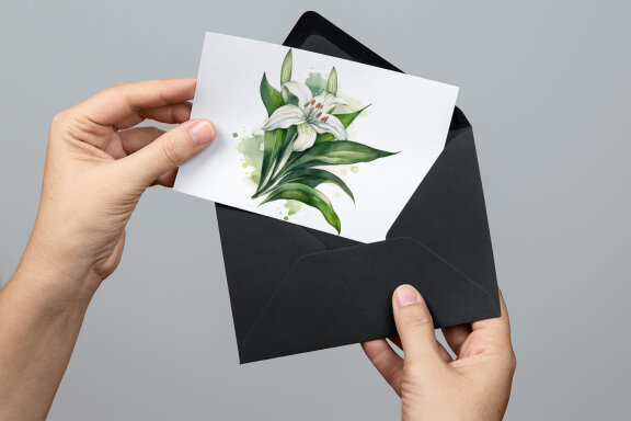 lilies clipart, Watercolor floral clipart 
