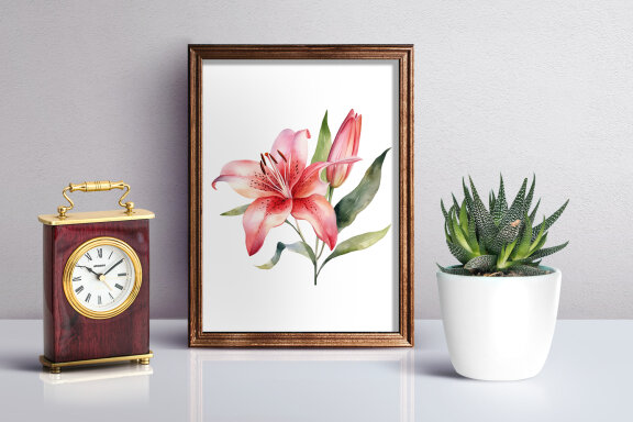 lilies clipart, Watercolor floral clipart 