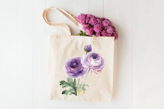 Ranunculus clipart, Watercolor floral clipart