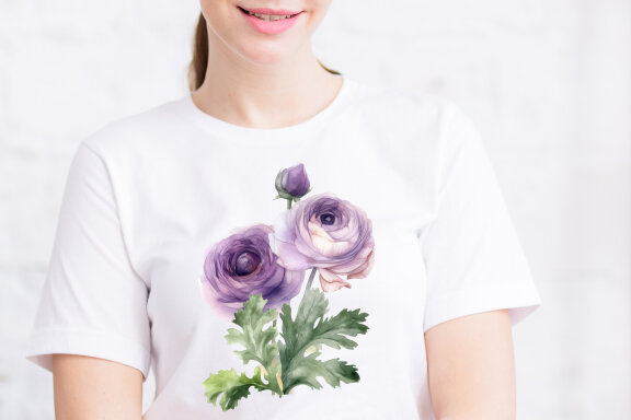 Ranunculus clipart, Watercolor floral clipart