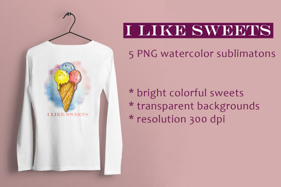 Watercolor Sweets PNG Sublimations