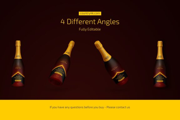 Matte Champagne Bottle Mockup Set