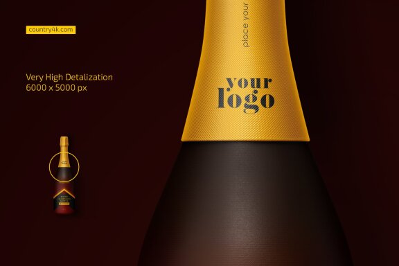 Matte Champagne Bottle Mockup Set