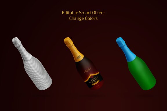 Matte Champagne Bottle Mockup Set