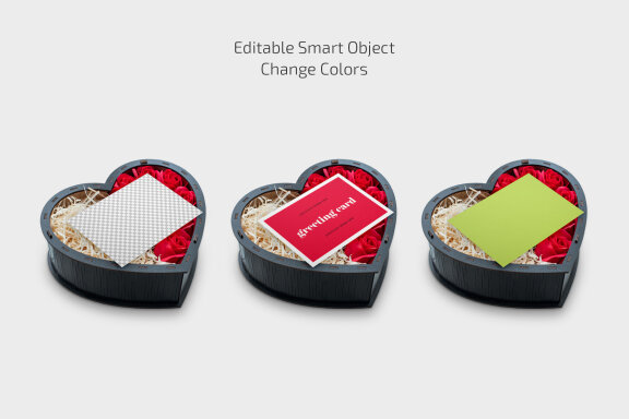 Heart Box with Greeting Card Mockup