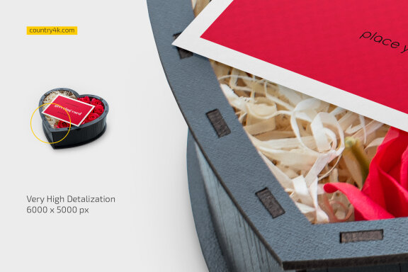 Heart Box with Greeting Card Mockup