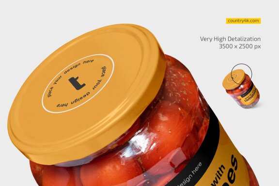 Clear Glass Jar with Tomatoes Mockup