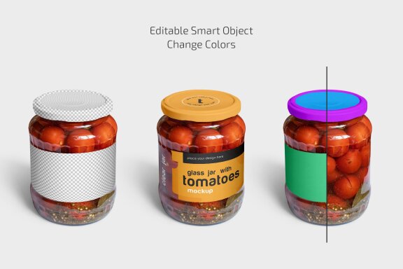 Clear Glass Jar with Tomatoes Mockup