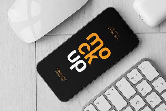 iPhone with Accessories Mockup Set