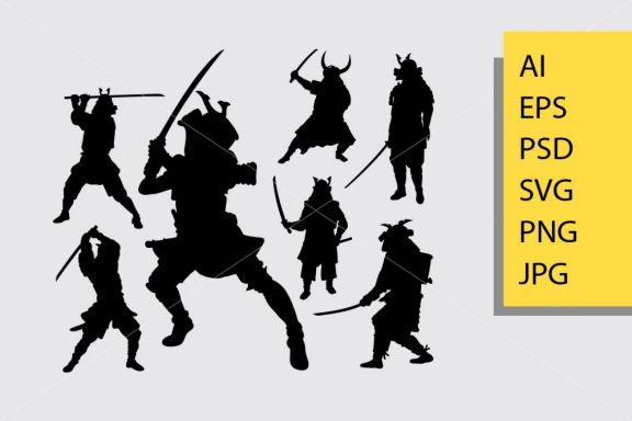 Samurai martial art silhouette