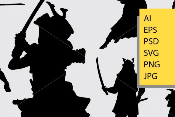 Samurai martial art silhouette