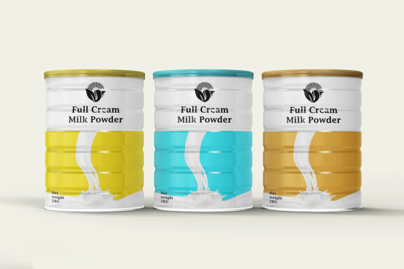 Realistic Metal Food Container Jar or Tin Can PSD Mockup Template for showcasing your Product